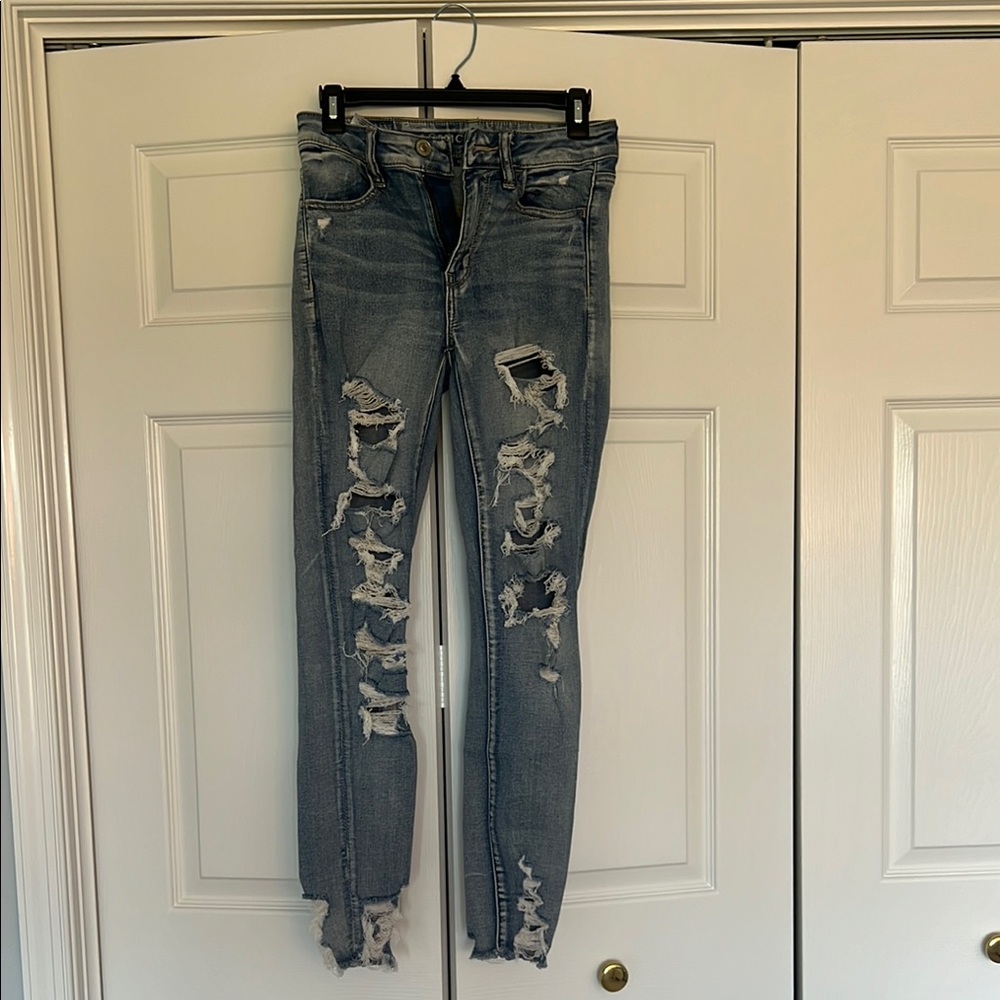 Distressed Gray Women Jeans